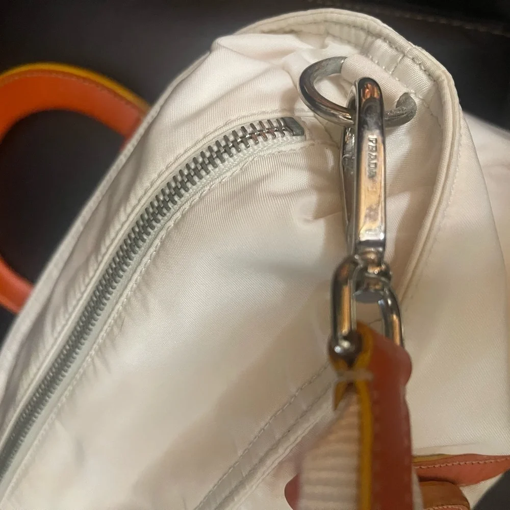 Prada Nylon 2-Way White and Orange Bag - Picture 11 of 11